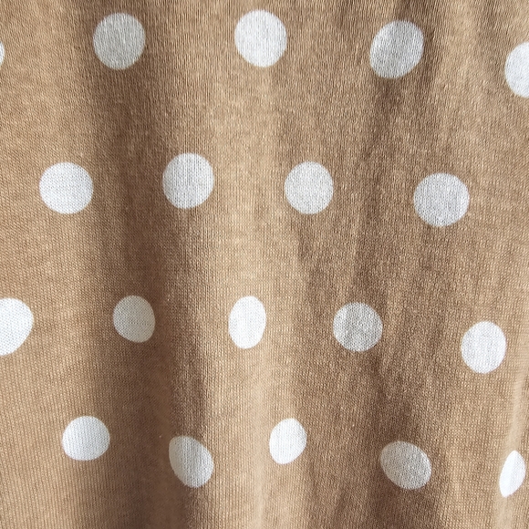 J. Crew Tan Cream Polka Dot Boatneck Pullover Linen Cotton Sweater M - Picture 4 of 8